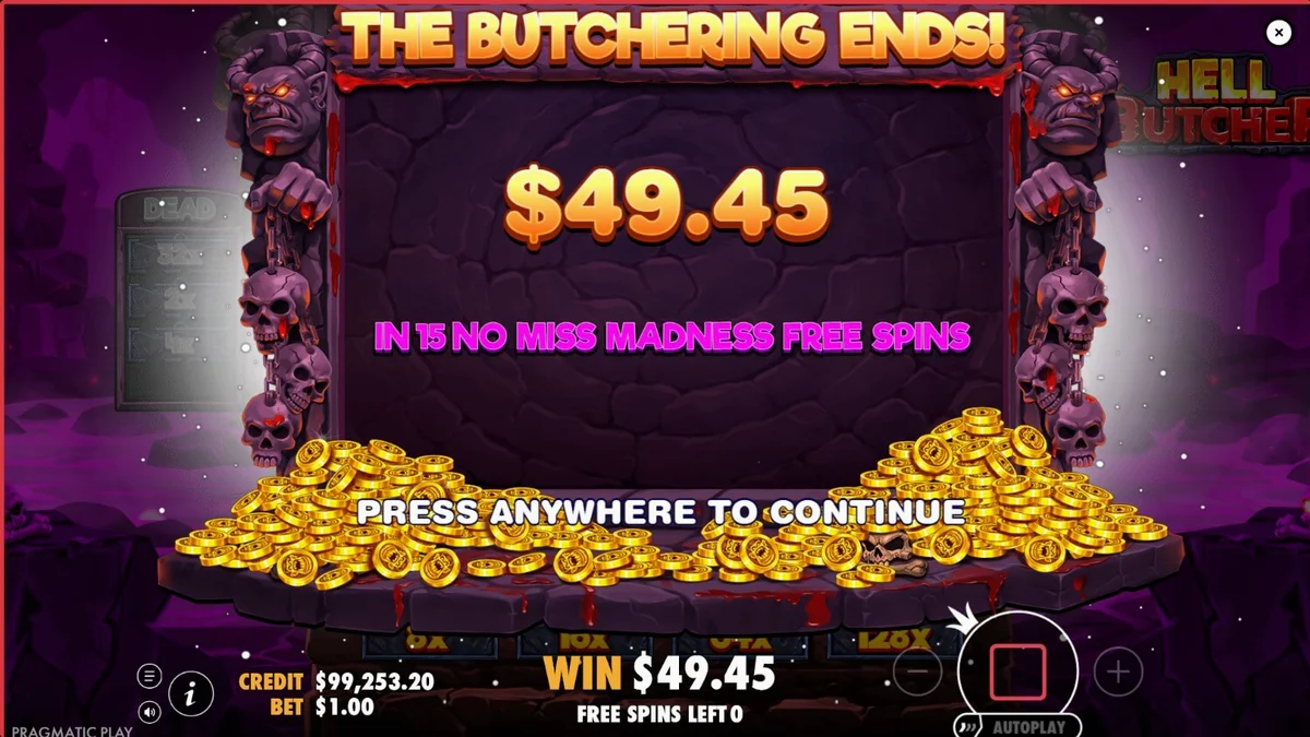 Tampilan visual slot Hell Butcher dengan tema horor